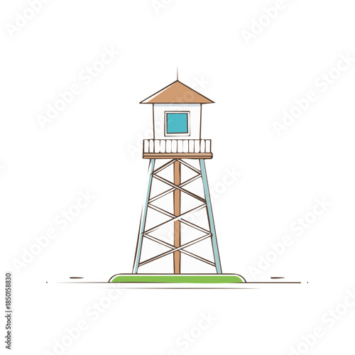 Illustration of a lifeguard tower for beaches, coastline, seaside, or ocean surveillance and safety in a simple style
