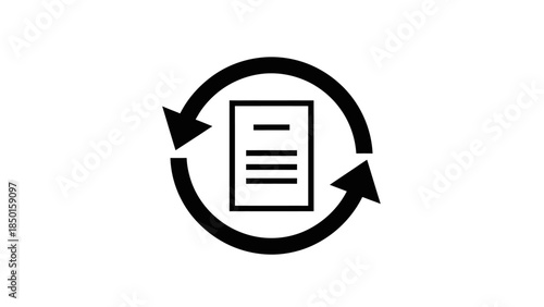Document refresh icon with circular arrows indicating process.