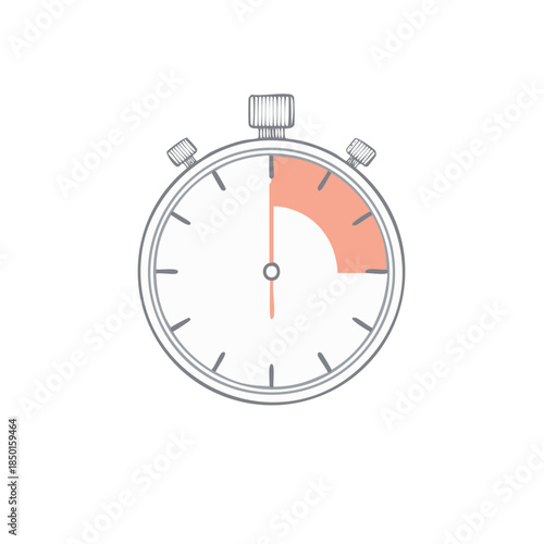 Doodle Style Stopwatch Icon Depicting a Time Interval with a Shaded Segment Design