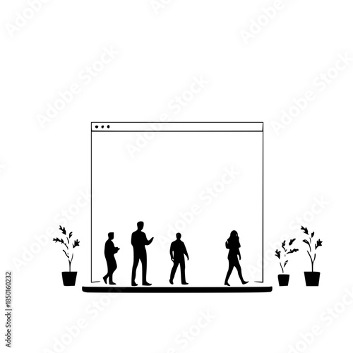 Users Entering Website Through Glowing Portals Vector – Flat Illustration of Digital Onboarding, User Journey, Web Access, and Modern Online Experience Concept