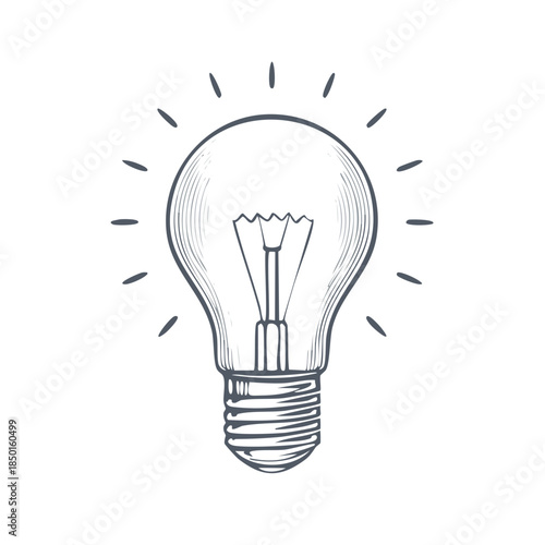 Lightbulb idea radiating with energy concept for innovation and inspiration graphic design