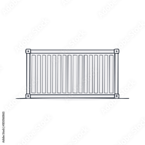 Stylized outline of a closed white picket fence with clean lines and minimal shadow details for decorative border elements