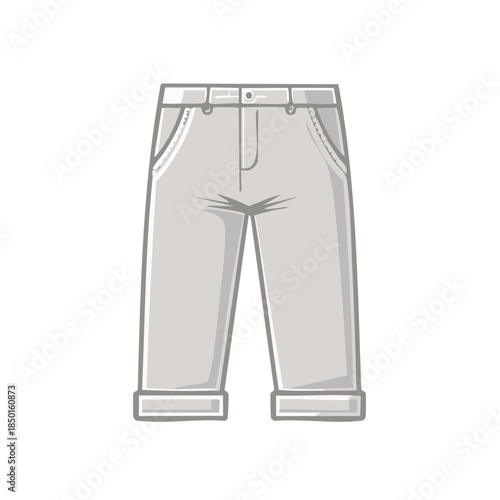 Gray Casual Pants Illustration, Fashion Clothing, Trousers with Cuffed Hem, Stylish Apparel