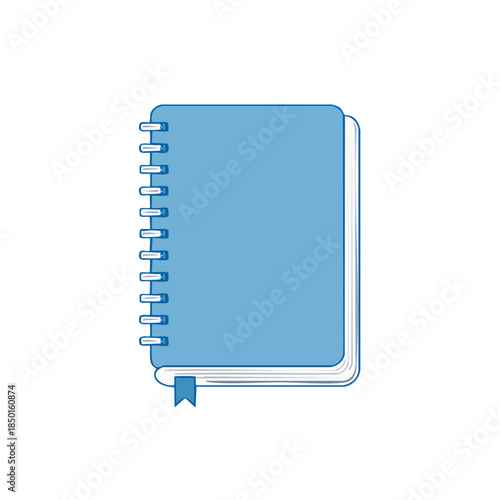 Blue Spiral Notebook with Bookmark for School Projects or Daily Journaling