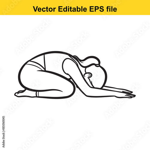  vector illustration of a pregnant woman in a kneeling yoga pose on white background
