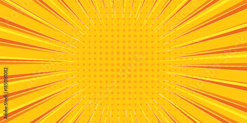 Yellow speed line comic style halftone background