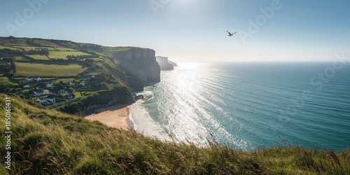 Ridge Cliff near a village, serving as a scenic background for landscape photography, Earth Day