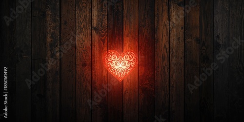 Rustic wooden surface with a cheerful heart motif, ideal for background use in creative projects