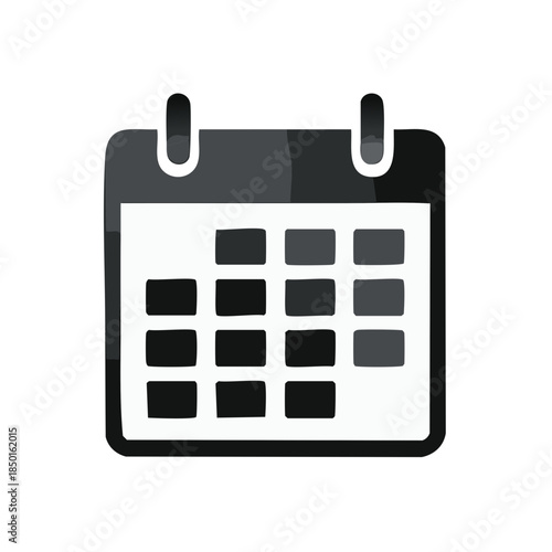 Cartoon style calendar icon for planning and scheduling, events, reminders and time management with blank dates, agenda