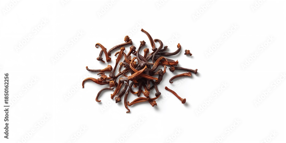 Obraz premium Cloves on a white background, highlighting their role as aromatic spices in culinary preparation