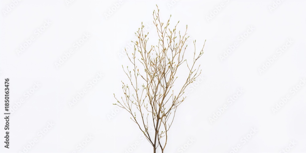 Obraz premium Twigs of the melaleuca tree arranged in a natural cluster, set against a plain white background, botanical study