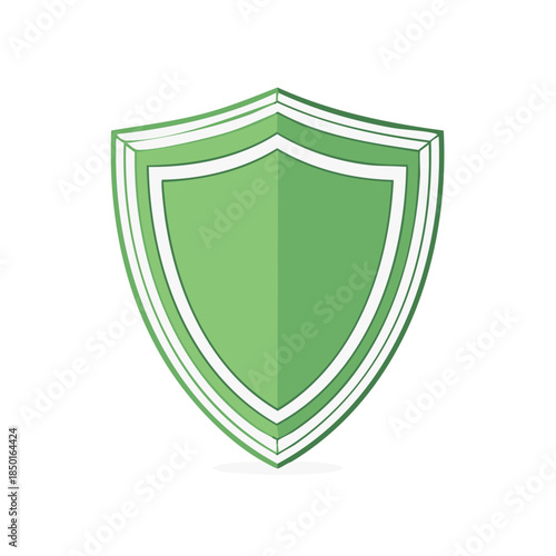 Green Shield Secure Protection Illustration. Guard Emblem Safety Symbol Concept Safe Design Graphic Icon Insignia Template