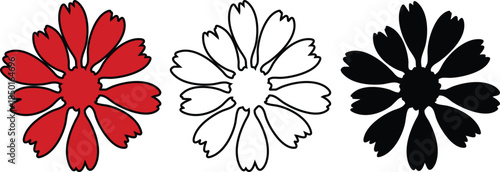 Set of ten petal carnation flowers isolated on transparent background beautiful floral elements vector illustration