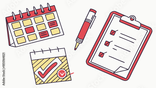 Business Planning and Task Management. Calendar, Checklist, and Pen for Project Scheduling, To Do List Organization, and Productivity Success.