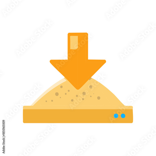 Bright vector illustration of downloading the data into the data center concept