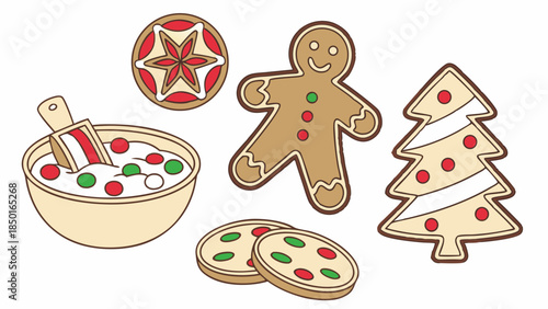 Joyful Christmas Holiday Baking Scene with Gingerbread Cookies Festive Sweet Treats and Ingredients for Winter Season Promotions and Recipes