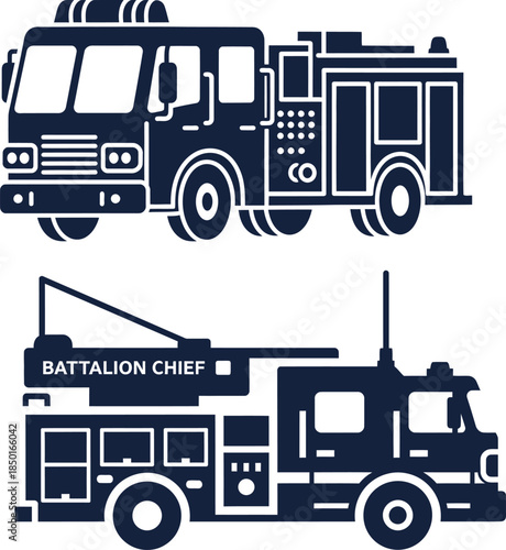 Fire Truck and Battalion Chief Truck Icons fire engine pumper