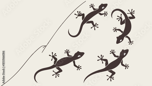 Agile Geckos Climbing and Crawling Wildlife Reptile Illustration for Nature Education Web Design and Pet Care Content
