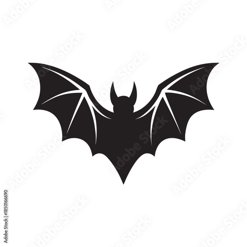 Flat Style Flying Bat Nocturnal Silhouette Artwork