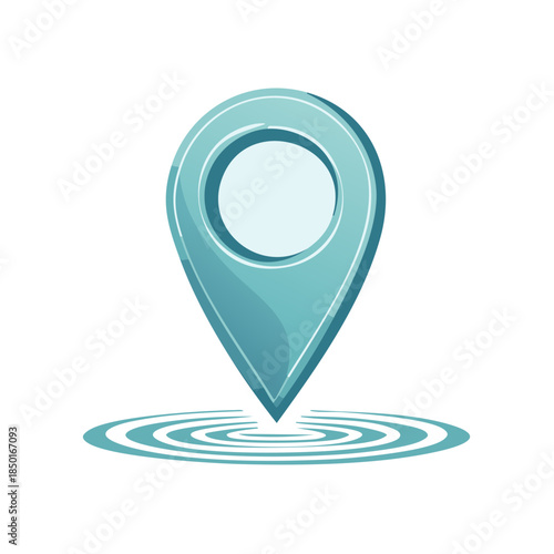Teal Location Pin with Ripples, Point Marker Vector Illustration, Geotag Symbol for Maps, and Navigation Apps