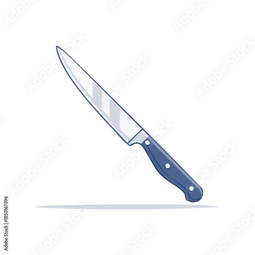 Illustration of a Sharp Kitchen Knife with Blue Handle for Cutting and Preparing Food