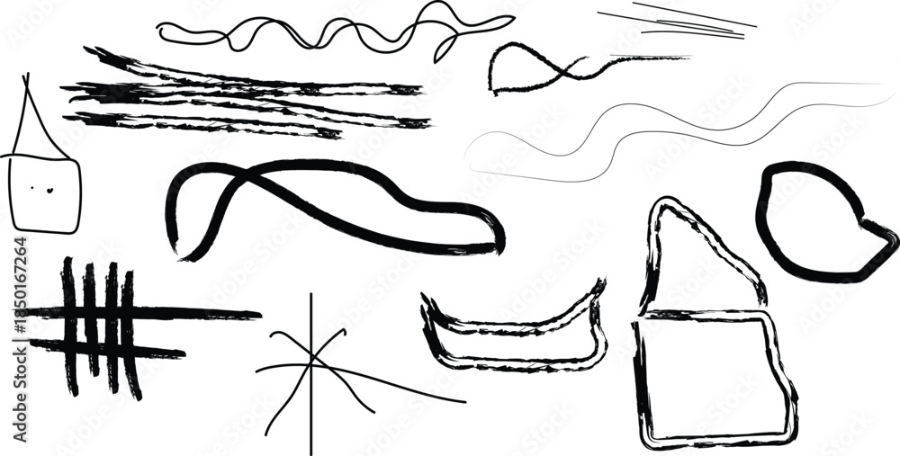 Fototapeta premium Abstract scribbles and doodles on a white background,