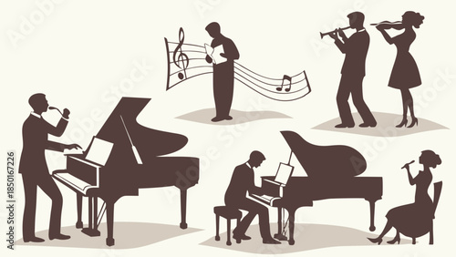 Musicians Performing Classical Jazz Music Live Concert Entertainment for Audiences Seeking Joyful Melodies and Sophisticated Ambiance