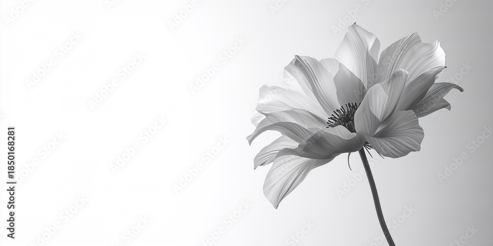 Fototapeta premium Monochrome flower pattern, designed for editorial header backgrounds