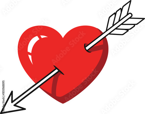 Red Heart With Arrow Valentine Love Symbol