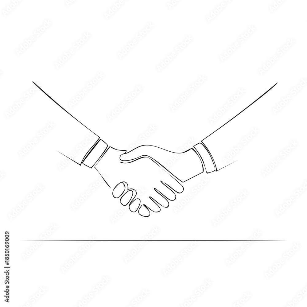 Fototapeta premium Handshake continuous line drawing business deal minimal design concept of collaboration cooperation agreement contract