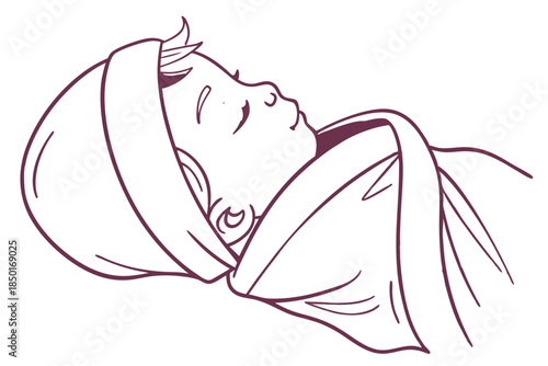 Newborn Baby Sleeping Vector Illustration Isolated On White Background