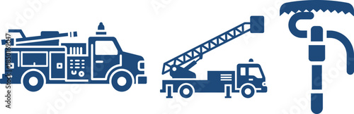 Fire Truck, Ladder Truck, and Fire Axe Icons tool