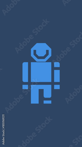 Pixelated blue humanoid figure on dark blue background vector illustration