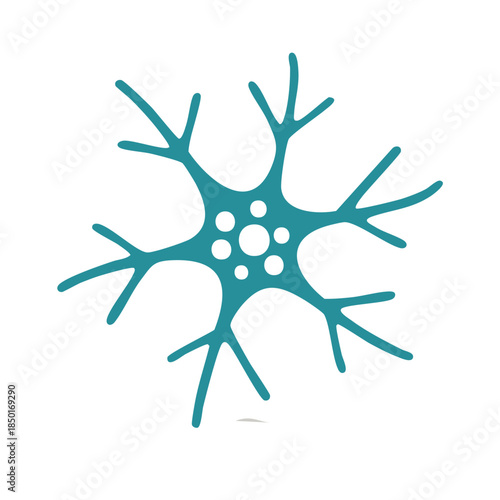 Teal Neuron Structure: A Simple Depiction of a Brain Cell Network and Nerve System