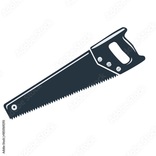 Hand Saw Illustration: Sharp Teeth and Ergonomic Handle for Woodworking and Carpentry Tasks