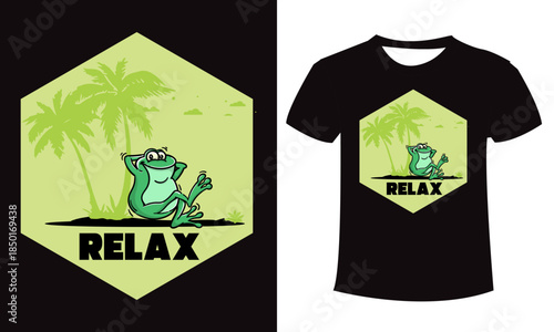 Funny Relaxing Frog Vector Illustration for T-shirt Design.