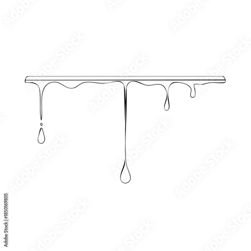 Minimalist Drawing of Dripping Liquid with Straight Edge, Simple Black Line Art