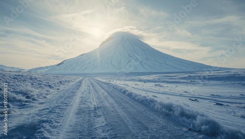 Winter scene with snow blanketing the terrain, highlighting climatic conditions