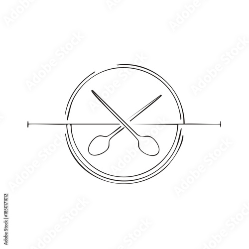Elegant Crossed Spoons Logo Design in a Circular Frame for Culinary Brands or Restaurants