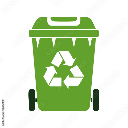 Green Recycle Bin With Recycle Symbol for Waste Management and Environmental Conservation Efforts