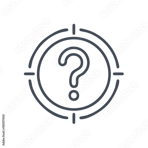 Question mark target icon representing uncertainty or seeking solutions