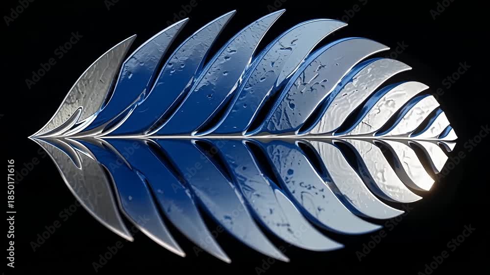 custom made wallpaper toronto digitalShiny Blue Metallic Leaf Reflecting on Black.