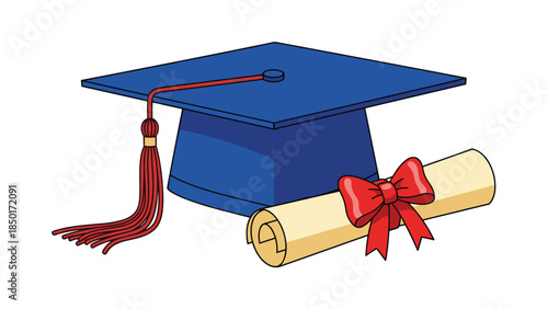 Graduation cap and diploma represent academic achievement and the successful completion of studies, symbolizing future opportunities.