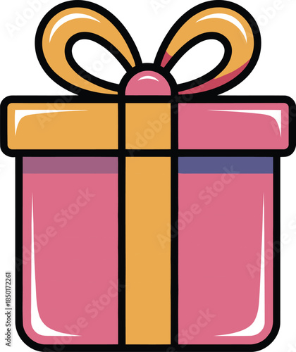Gift box with a simple bow illustration on a transparent background