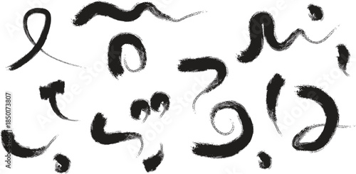 Abstract calligraphy art with black brush strokes