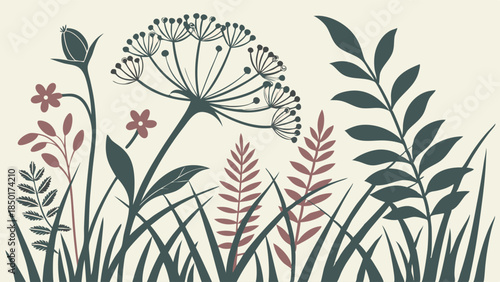 Delicate botanical illustration for spring marketing, wellness branding, and natural product packaging, evoking organic beauty and serene growth.