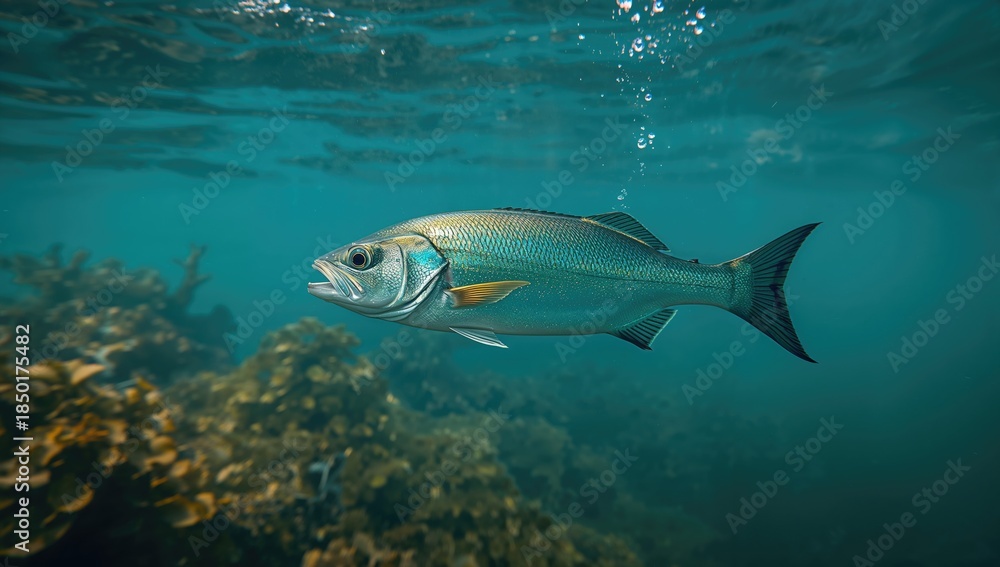 Fototapeta premium File of raw fish displayed in a market setting, focusing on food safety procedures
