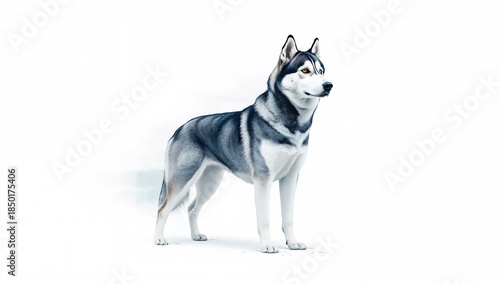 Siberian husky with distinctive coat and markings, used as a breed reference in pet catalogs