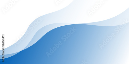 Abstract background with overlapping Blue and white gradient wavy line. Minimalist texture. Vector illustration.