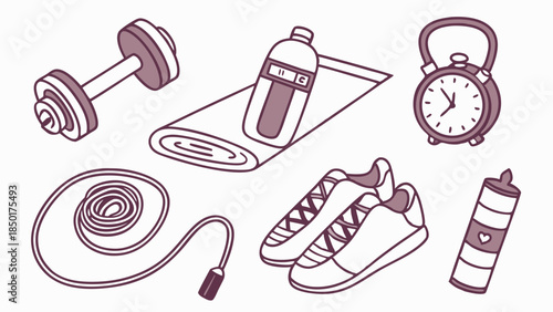 Fitness Gear Icons for Workout Planning Health App Design Exercise Motivation Promotion Material